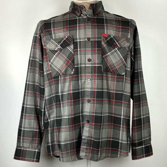 DIXXON™️ Men's Size 2X 'The Heritage' Long Sleeve Blk/Gray/Red Flannel Shirt - Picture 1 of 10
